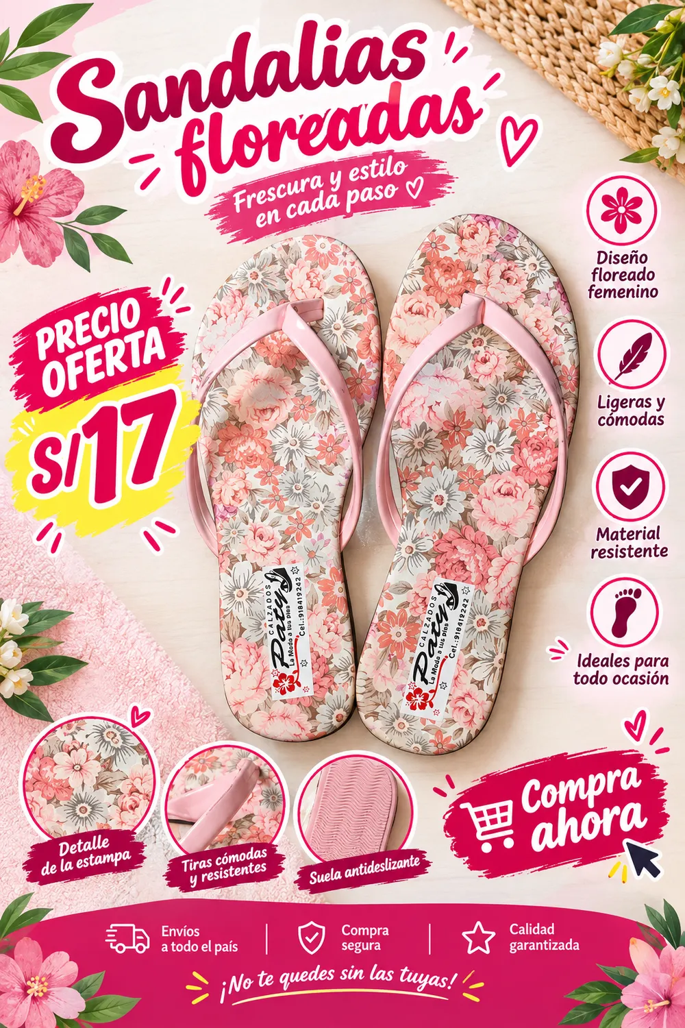 Sandalias floreadas