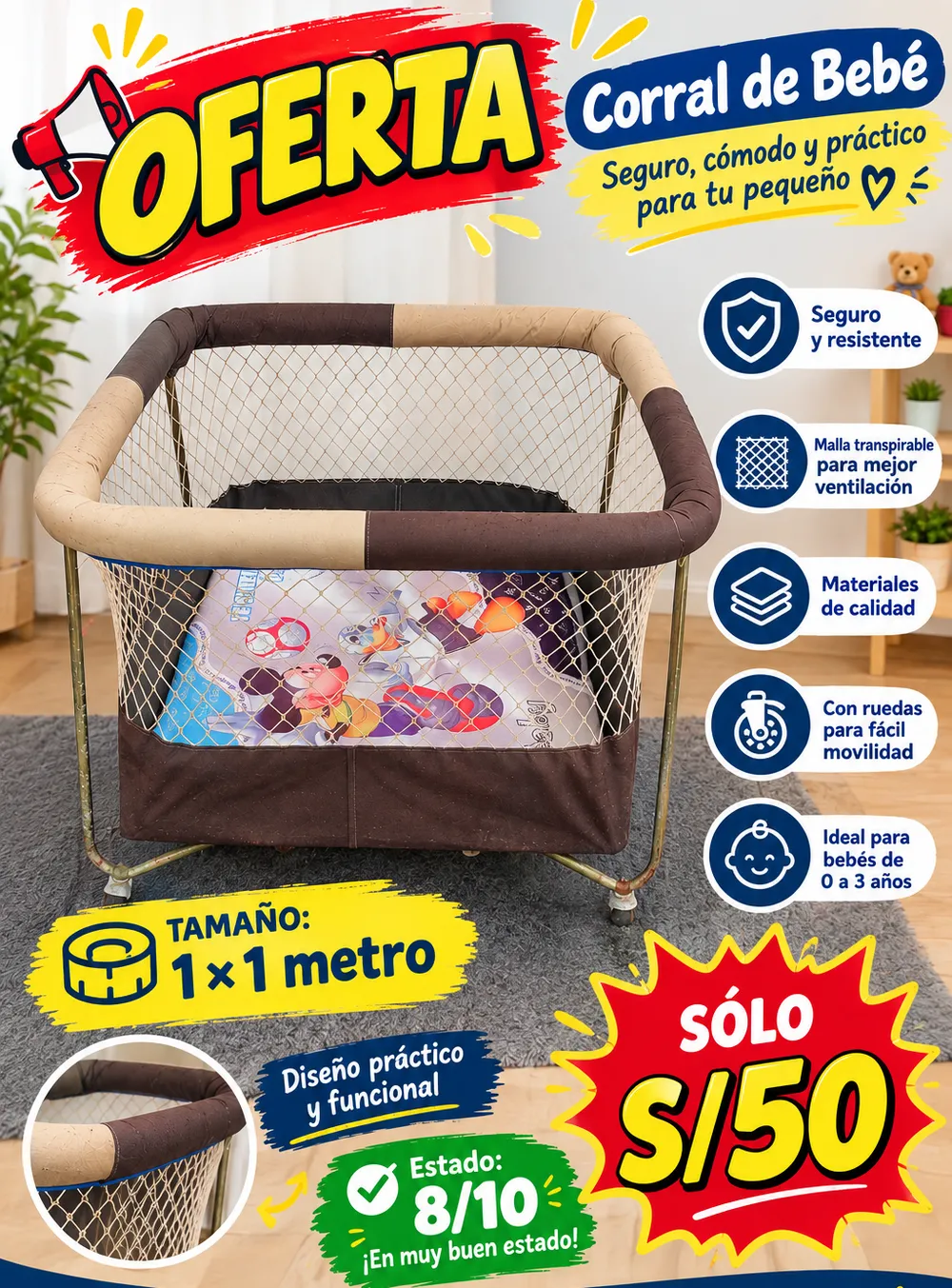 Corral para bebé diseño de Mickey Mouse