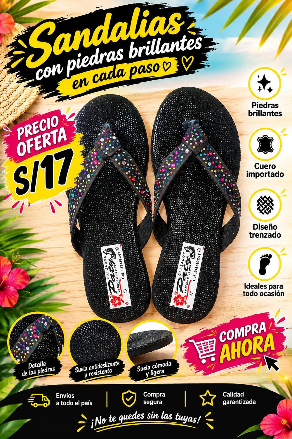 sandalias con piedras brillantes